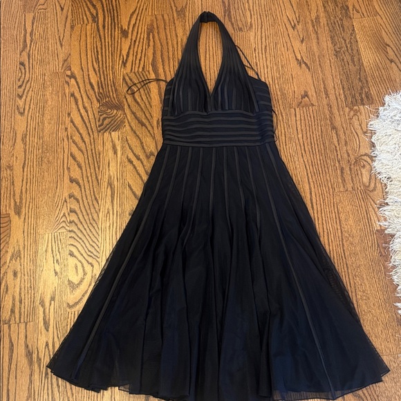 JS Collections Black Dress with Sheer Overlay - Picture 1 of 3